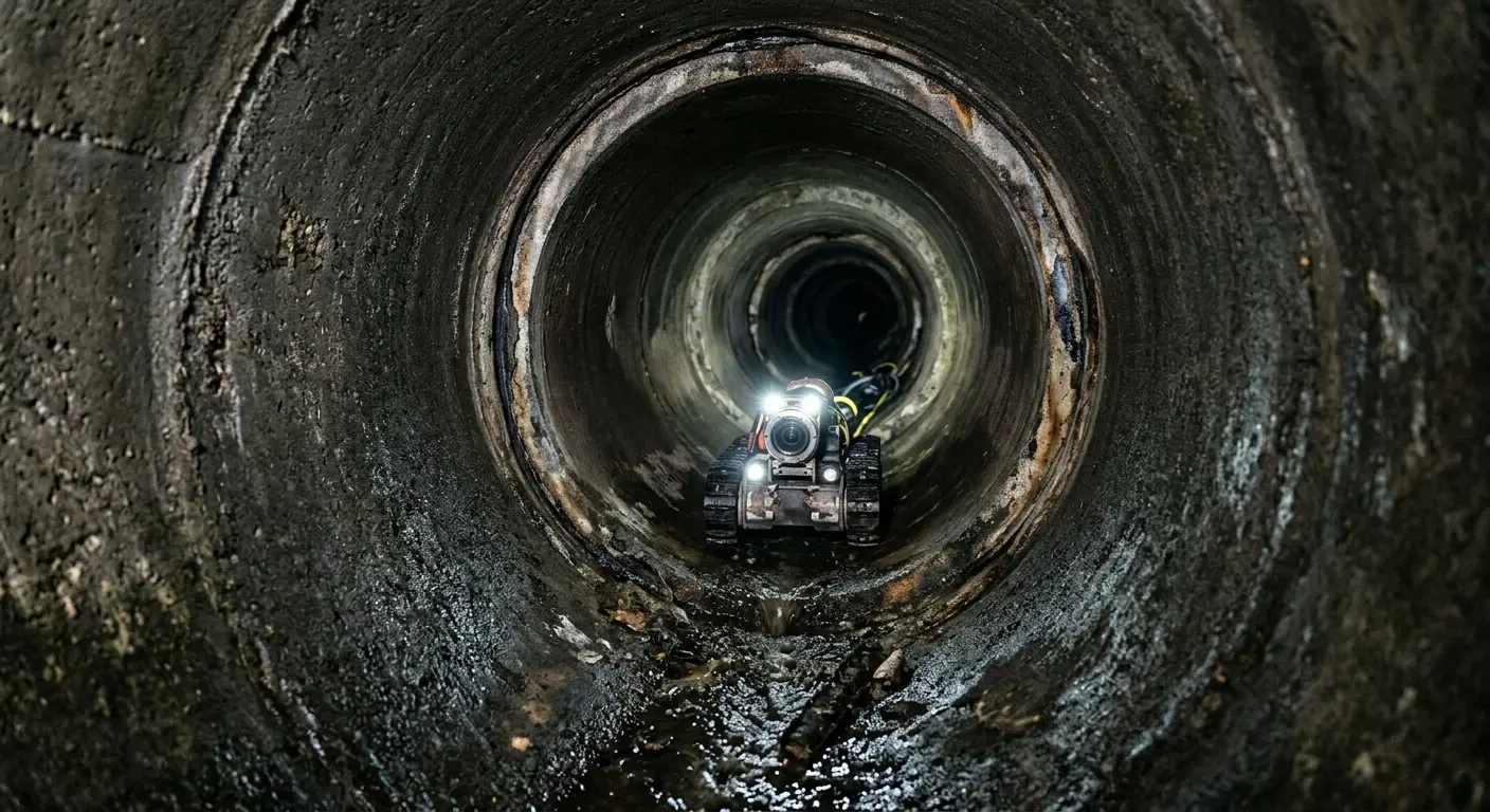Robotic sewer camera inspecting pipe interior for Sewer Line Repair in North Riverside